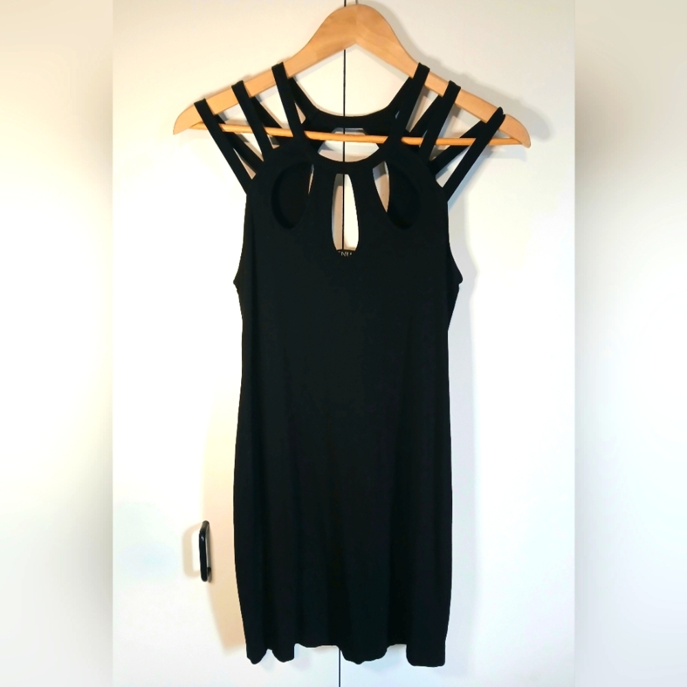 Venus Black Strappy Cutout Bodycon Dress Women’s Size Medium